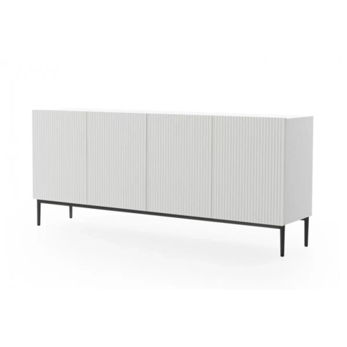 Komoda Nicole 200 cm na metalowych nogach - biały mat / czarne nóżki